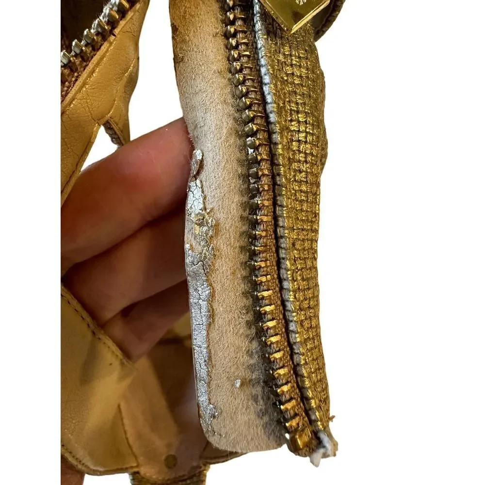 MICHAEL MICHAEL KORS Women's Damita Canvas Espadrille Wedge Gold Size 7.5